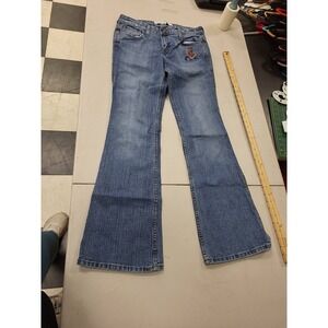 Mossimo Denim Flare Jeans Womens Size 9 Blue Embroidered‎ Low Rise Y2K Style
